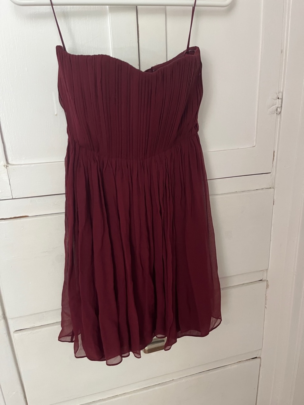 Alice + Olivia Burgundy silk Chiffon Strapless Prom Dress